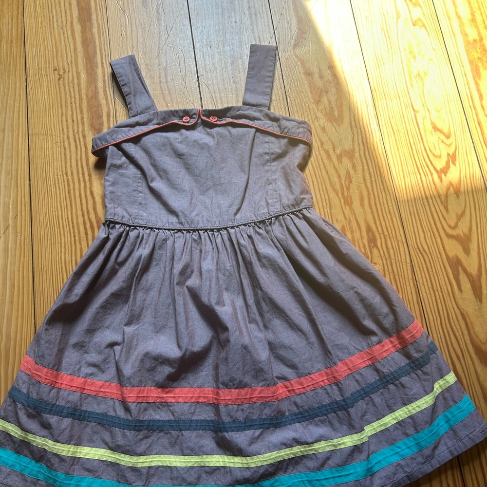 Boden Kids Dress with Purple and Rainbow Stripes
